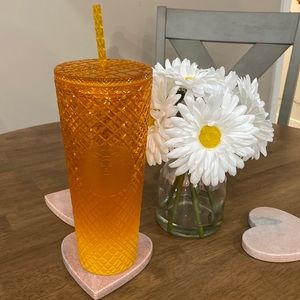 Orange Starbucks tumbler